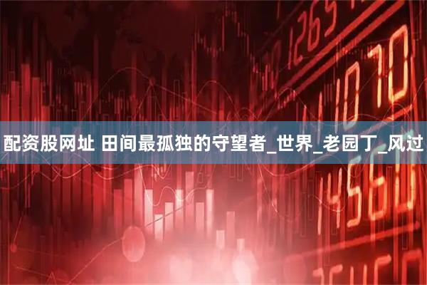 配资股网址 田间最孤独的守望者_世界_老园丁_风过